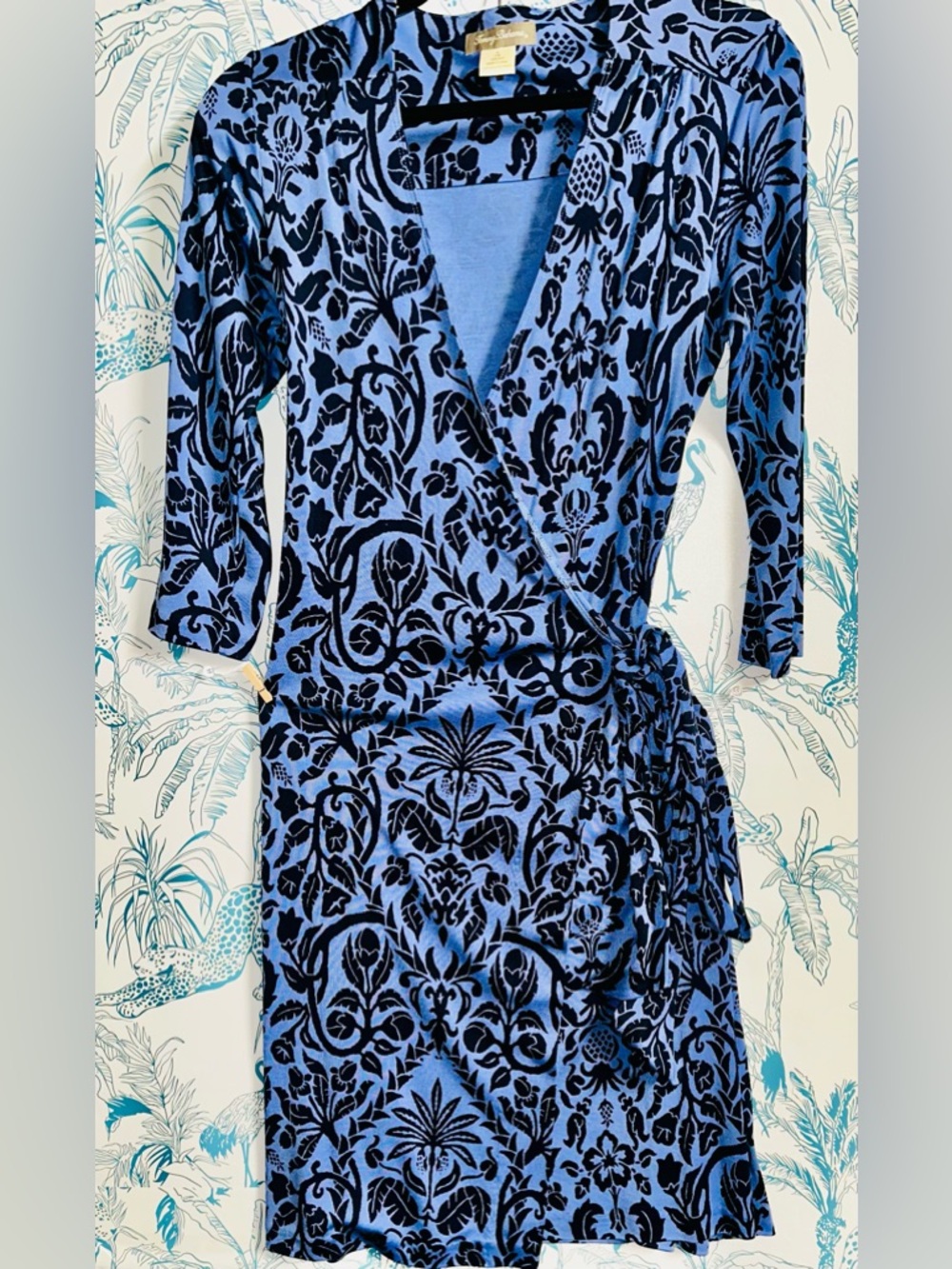 Tommy Bahama Blue and Black Silk Print Dress